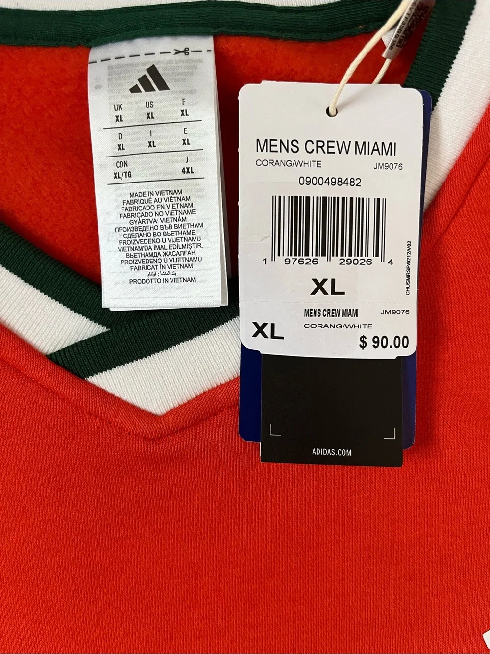 Adidas Miami Hurricanes Crewneck Sweatshirt XL NWT Orange NCAA
